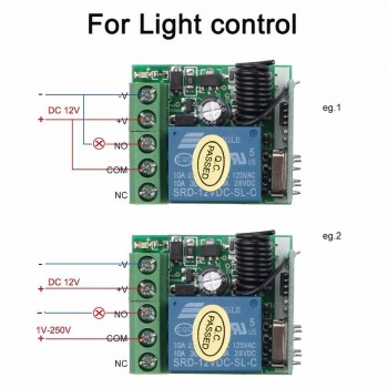 kebidu KR2201-4 DC 12V 1CH Relay Receiver Module RF Transmitter 433Mhz Wireless Remote Control Switch