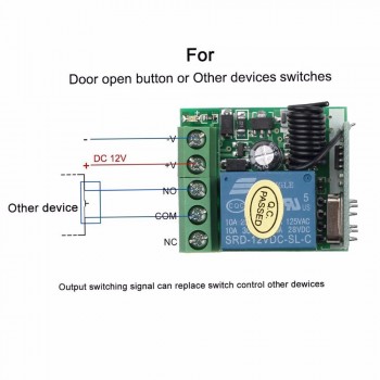 kebidu KR2201-4 DC 12V 1CH Relay Receiver Module RF Transmitter 433Mhz Wireless Remote Control Switch