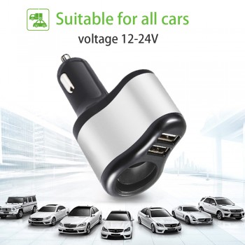 EAFC 12V-24V Car Dual USB Charger Cigarette Lighter Socket Car Charger Adapter 5V 3.1A Charge for iPhone MP3 DVR Pad