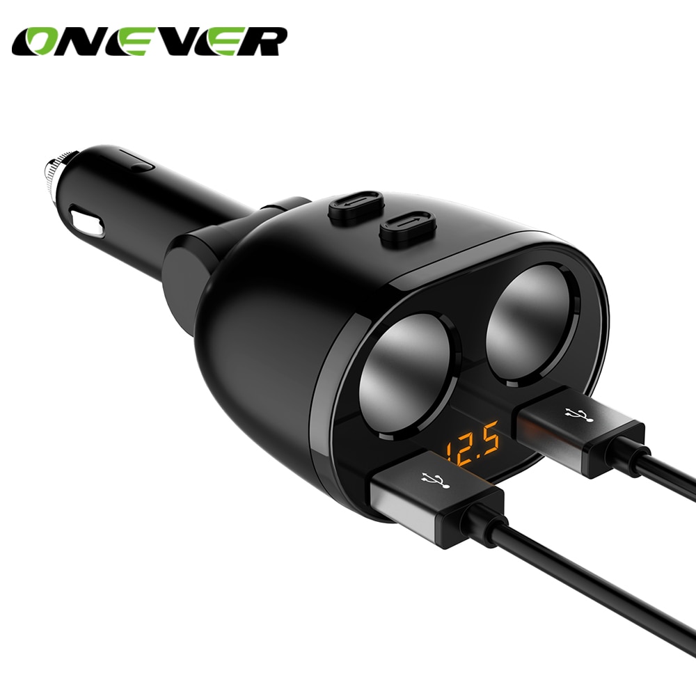 Onever 2 Way Car Cigarette Lighter Socket Splitter Charger 3.6A Dual USB Car Charger Adapter for iPhone Samsung GPS DVR Cam