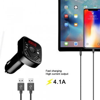 4.1A Car Dual USB Quick Charger Power Adapter  Mult-func Mp3 Music Player FM Redio Transmitter Bluetooth Phone Cigar Lighter