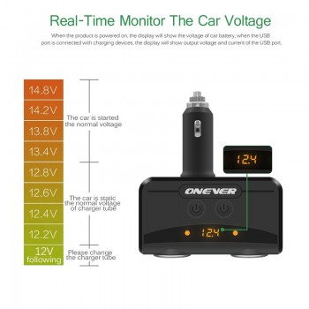 Onever 1 to 2 Cigarette Lighter Coupler Splitter Socket with Dual USB 3.1A Car Charger Adapter with Support fast charger Lighter