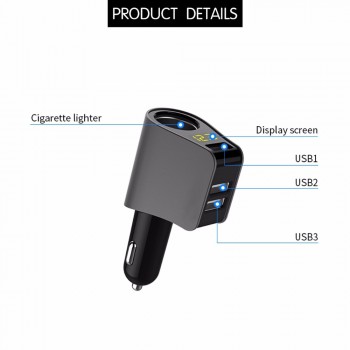 Onever 12V/24V Auto Sockets Car Cigarette Lighter Adapter Lighter Splitter Lighter 5V 3.1A Output Power 3 USB Car Charger