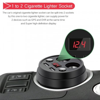 3 Way Auto Sockets Car Cigarette Lighter Adapter Lighter Splitter Lighter 5V 3.1A Output Power Dual USB Car Charger 12V/24V