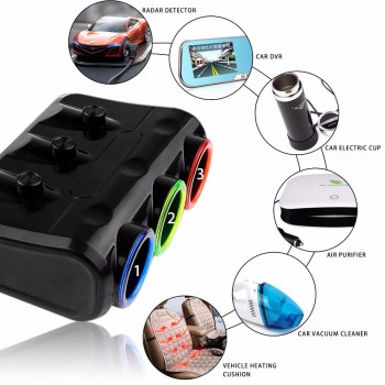 12V 24V Car Truck Charger 3 in 1 Cigarette Lighter Splitter Power Adapter USB Car-charger Socket For IPhone IPad Phone DVR GPS