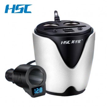 HSC 12-24V 3.1A Output USB Car Charger amp;Circuit Breaker Quick Charge Car Cup Holder Car Cigarette Lighter Socket Adapter