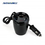 Aoshike QC3.0 4.8A Cup Holder Cigarette Lighter Sockets Car Charger Power Adapter 2 USB Ports Intelligent For Iphone LCD Display