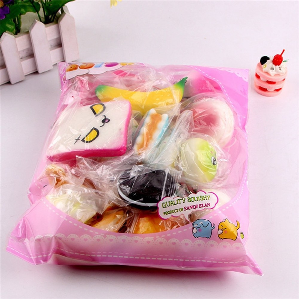 10pcs Medium Mini Soft Squishy Bread cute squishy package Toys Key   rising wipes anti-stress toys A1