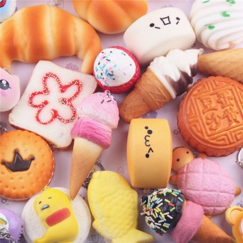 10pcs Medium Mini Soft Squishy Bread cute squishy package Toys Key   rising wipes anti-stress toys A1