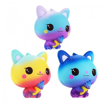 Jumbo Kawaii Ice Cream Cat Squishy PU Kitty Doll Simulated Animal Scent Slow Rising Soft Squeeze Toys Fun for Kid Xmas Gift