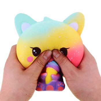 Jumbo Kawaii Ice Cream Cat Squishy PU Kitty Doll Simulated Animal Scent Slow Rising Soft Squeeze Toys Fun for Kid Xmas Gift