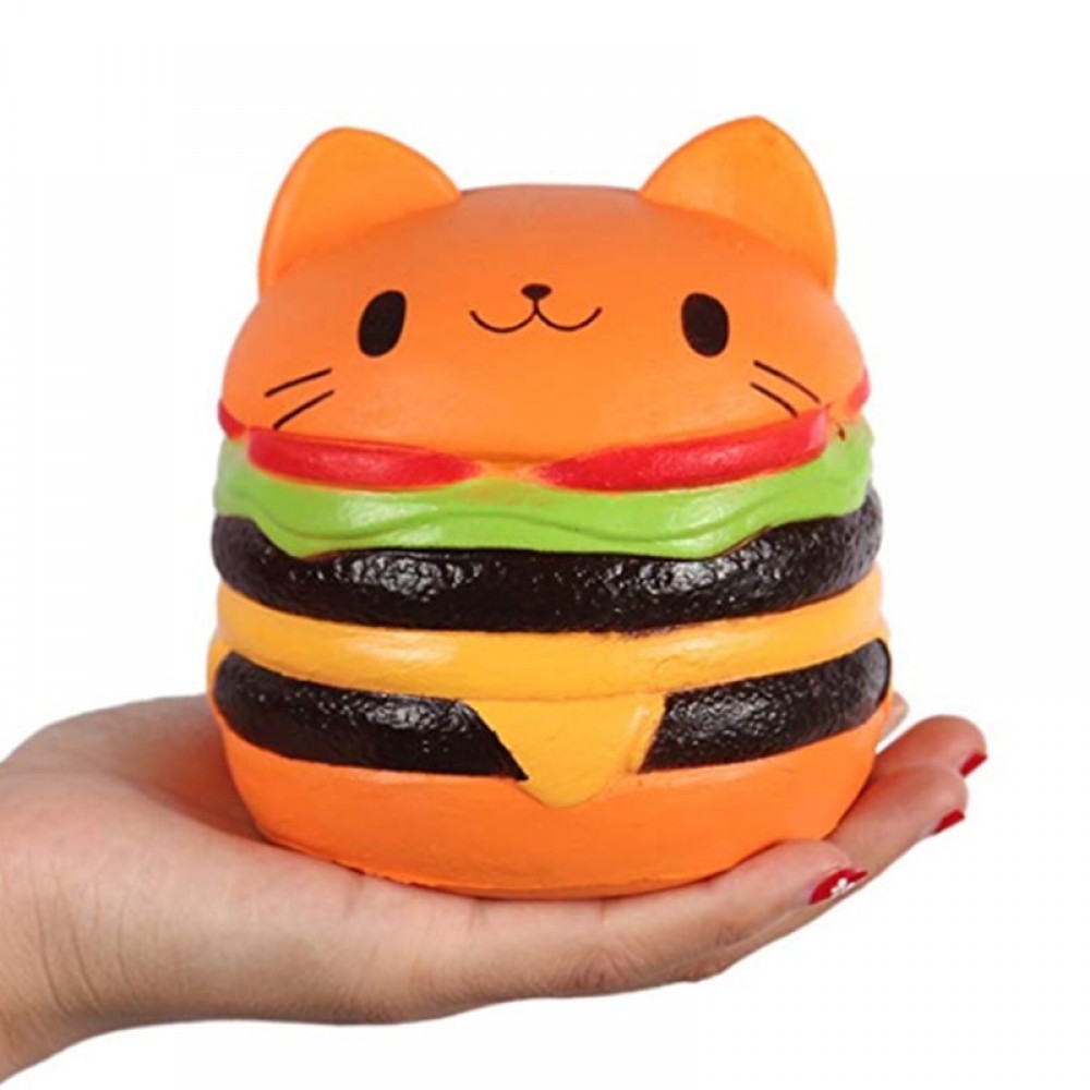 Jumbo Cat Face burger Squishy Simulated Food Cute Soft Squeeze Toy Slow Rising Stress Relief Novelty Fun Toys