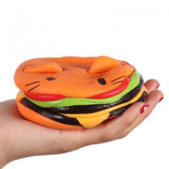 Jumbo Cat Face burger Squishy Simulated Food Cute Soft Squeeze Toy Slow Rising Stress Relief Novelty Fun Toys