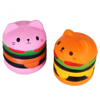 Jumbo Cat Face burger Squishy Simulated Food Cute Soft Squeeze Toy Slow Rising Stress Relief Novelty Fun Toys