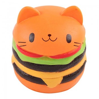 Jumbo Cat Face burger Squishy Simulated Food Cute Soft Squeeze Toy Slow Rising Stress Relief Novelty Fun Toys