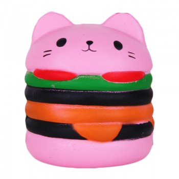 Jumbo Cat Face burger Squishy Simulated Food Cute Soft Squeeze Toy Slow Rising Stress Relief Novelty Fun Toys