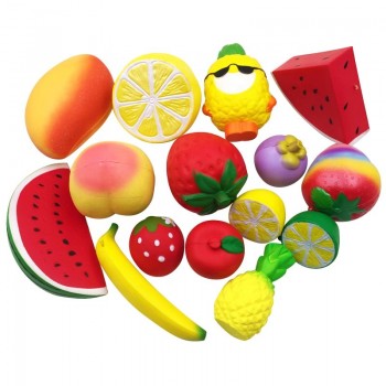 Squishy Pack Fruit Set Squishies Peach Banana Strawberry Pineapple Mango Watermelon Apple Squeeze Stress Relief Toy Ball