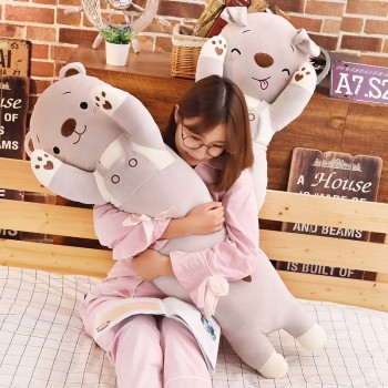 Animals Long Pillow Cylindrical Stuffed Bolster Standing Dog/Rabbit/Cat/Pig Pink/Grey Kids Adults Sleeping Companion 70/110cm