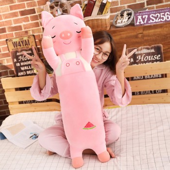 Animals Long Pillow Cylindrical Stuffed Bolster Standing Dog/Rabbit/Cat/Pig Pink/Grey Kids Adults Sleeping Companion 70/110cm