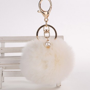 wholesale Cute Pom pom plush keychains small pendant plush toys Women Bag Key Ring creative Valentines day birthday gifts