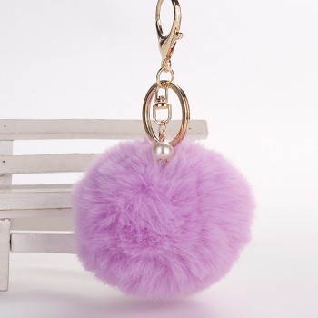 wholesale Cute Pom pom plush keychains small pendant plush toys Women Bag Key Ring creative Valentines day birthday gifts