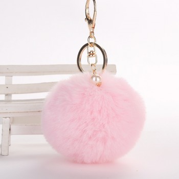 wholesale Cute Pom pom plush keychains small pendant plush toys Women Bag Key Ring creative Valentines day birthday gifts