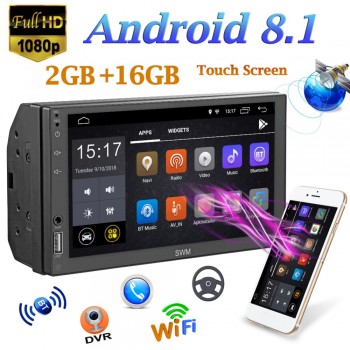 SWM A1 2Din 7 Touch Screen WiFi Car MP5 Player Android 8.1 Auto Bluetooth Stereo Video GPS Navigation FM AM Radio Media Player