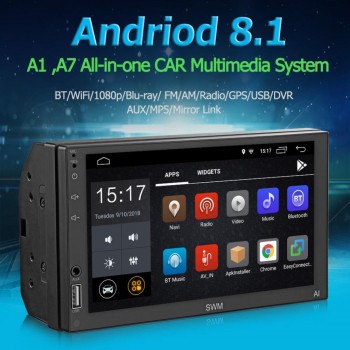 SWM A1 2Din 7 Touch Screen WiFi Car MP5 Player Android 8.1 Auto Bluetooth Stereo Video GPS Navigation FM AM Radio Media Player