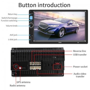 SWM A4 2 Din 7 Touch Screen Car MP5 Video Player Android 8.1 GPS Navi WiFi Bluetooth FM Radio 1GB 16GB Media Player With Camera