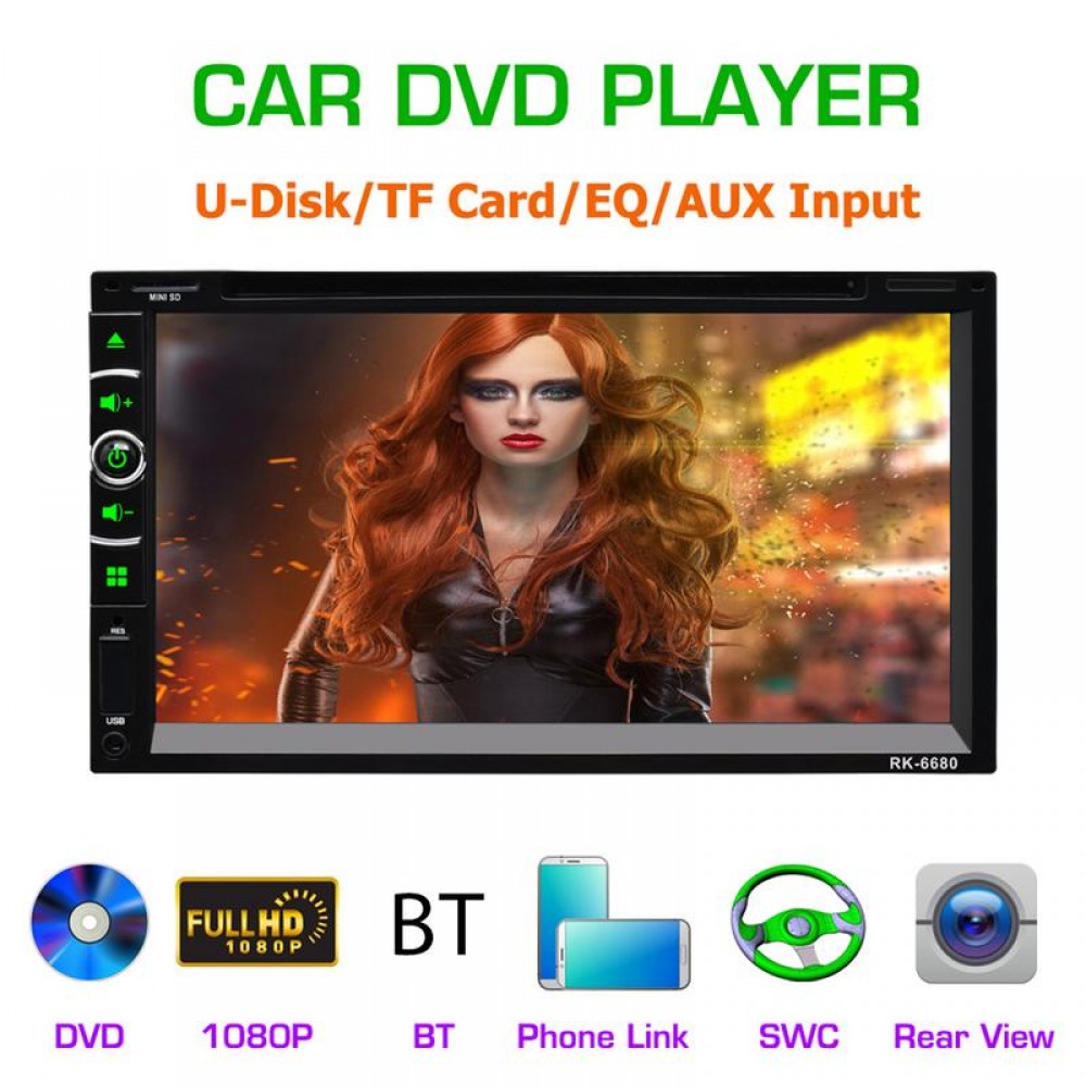 Universal DC12V Full HD1080P 7-inch 2DIN Car Multimedia CD DVD Player Steering Wheel Canbus FM Radio USB AUX Mirror Link Android