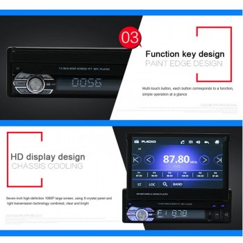 7 Inch Telescopic HD Screen Car Mp5 Player 9601G Navigation GPS Bluetooth Reversing View Function With Europe Map Accessories