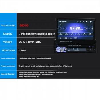 7 Inch Telescopic HD Screen Car Mp5 Player 9601G Navigation GPS Bluetooth Reversing View Function With Europe Map Accessories