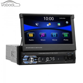 7 Folding Touch Screen 1Din Car Stereo MP5 Player RDS AM FM Radio Bluetooth 4.0 USB/TF/AUX Audio Video Player w/ Remote Control