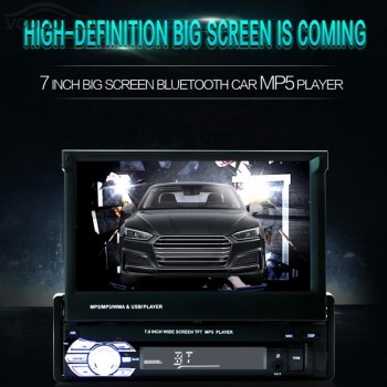 7 Folding Touch Screen 1Din Car Stereo MP5 Player RDS AM FM Radio Bluetooth 4.0 USB/TF/AUX Audio Video Player w/ Remote Control