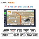 7 Inch 2 Din Bluetooth Auto Multimedia Car Stereo Audio MP5 Player GPS Navigation AM FM RDS Radio Support Mirror Link Aux In