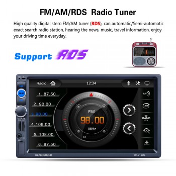 7 Inch 2 Din Bluetooth Auto Multimedia Car Stereo Audio MP5 Player GPS Navigation AM FM RDS Radio Support Mirror Link Aux In