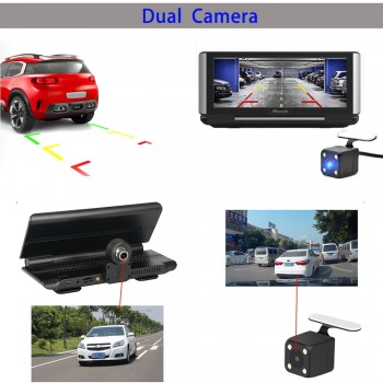 Bluavido 6.86 Inch 4G Car DVR Camera GPS FHD 1080P Android Dash Cam Navigation ADAS Car Video Recorder Dual Lens Reverse image