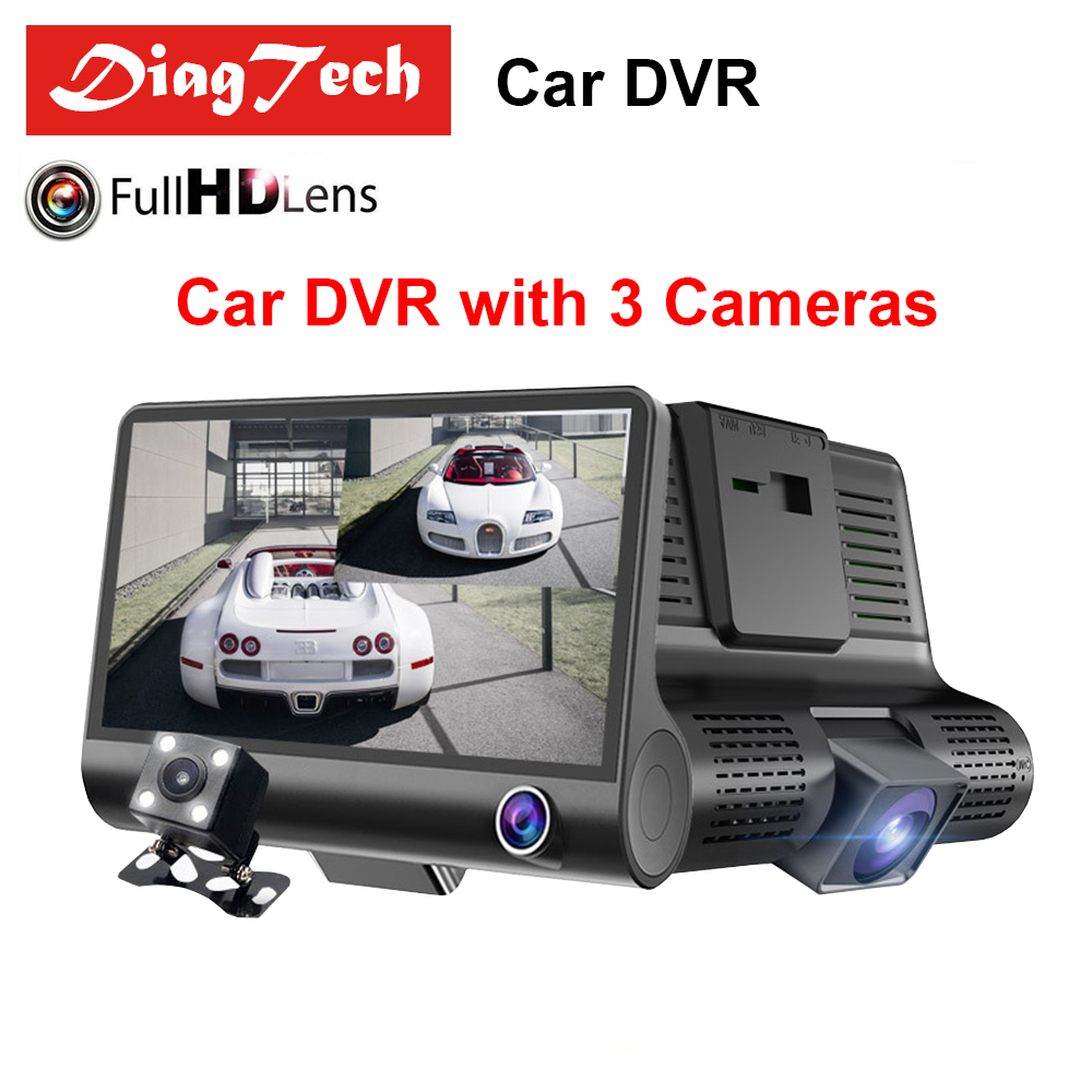 Gryan Car DVR 3 Cameras Lens Dash Camera 4.0 Inch Dual Lens With Rear View Camera Video Recorder Auto Registrator Dvrs Dash Cam