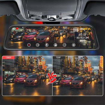 AWESAFE 2019 New Back Camera 1080P Car DVR Dual Lens Dash Cam 10 IPS Touch Screen Rear view Mirror Driving Recording Recorder