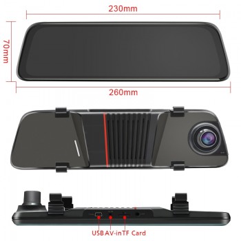 AWESAFE 2019 New Back Camera 1080P Car DVR Dual Lens Dash Cam 10 IPS Touch Screen Rear view Mirror Driving Recording Recorder