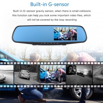 New 4.3FHD 1080p Car DVR Dash Camera Dash Cam Dual Lens Car Auto DVR Mirror Recorder Car Rearview Mirror  Auto Recorder Video