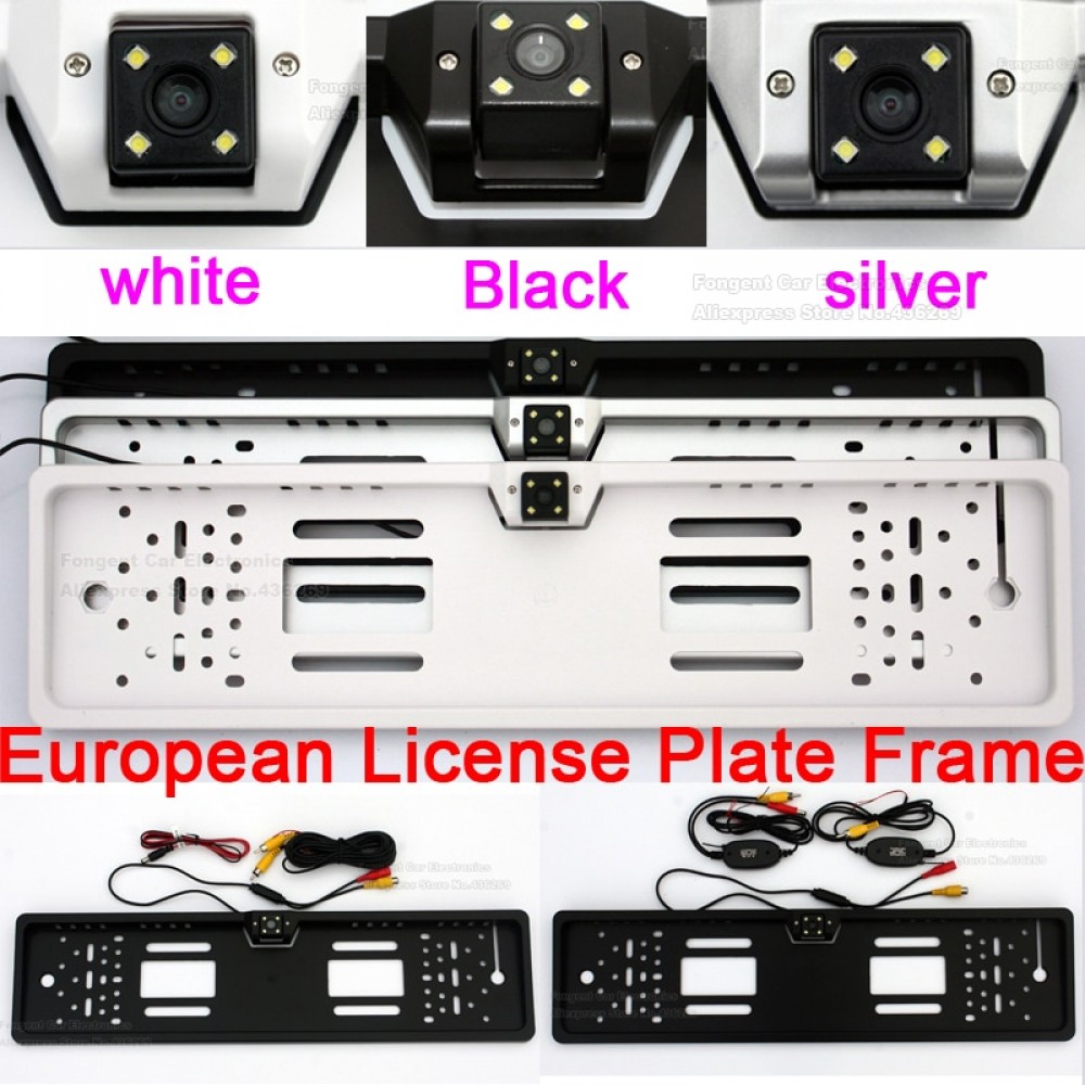 Vehicle European License Plate Frame Backup Car Number Rear View Reverse Parking AV Jack Wireless Auto Camera 5 4.3 inch Monitor