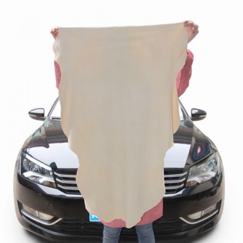 1pc Natural Elastic Shammy Chamois Leather Car Cleaning Towels Irregular Free Shape Drying Washing Care Polishing Cloth 45x60cm