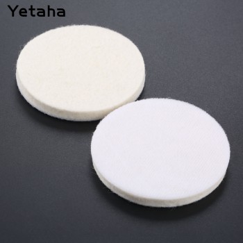 2Pc 3 75mm White Plush Wool Felt Polishing Pads Car Buffing Wax Round Wheel Disk Sheets For Car Cleaning Metals Glass Polishing