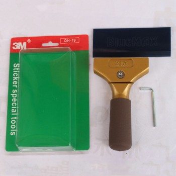 100pcs/lot DHL QH-01 handle scraper with Blue Max Rubber blades scraper Power Squeegee Gold Aluminum Short handle