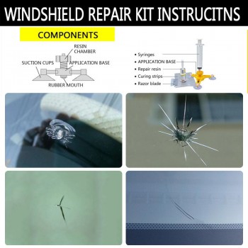 Sikeo Car Glass Repair Tool Auto Glass Windshield Windscreen Instrument Repair Kits DIY Glass Repair Tool Sets