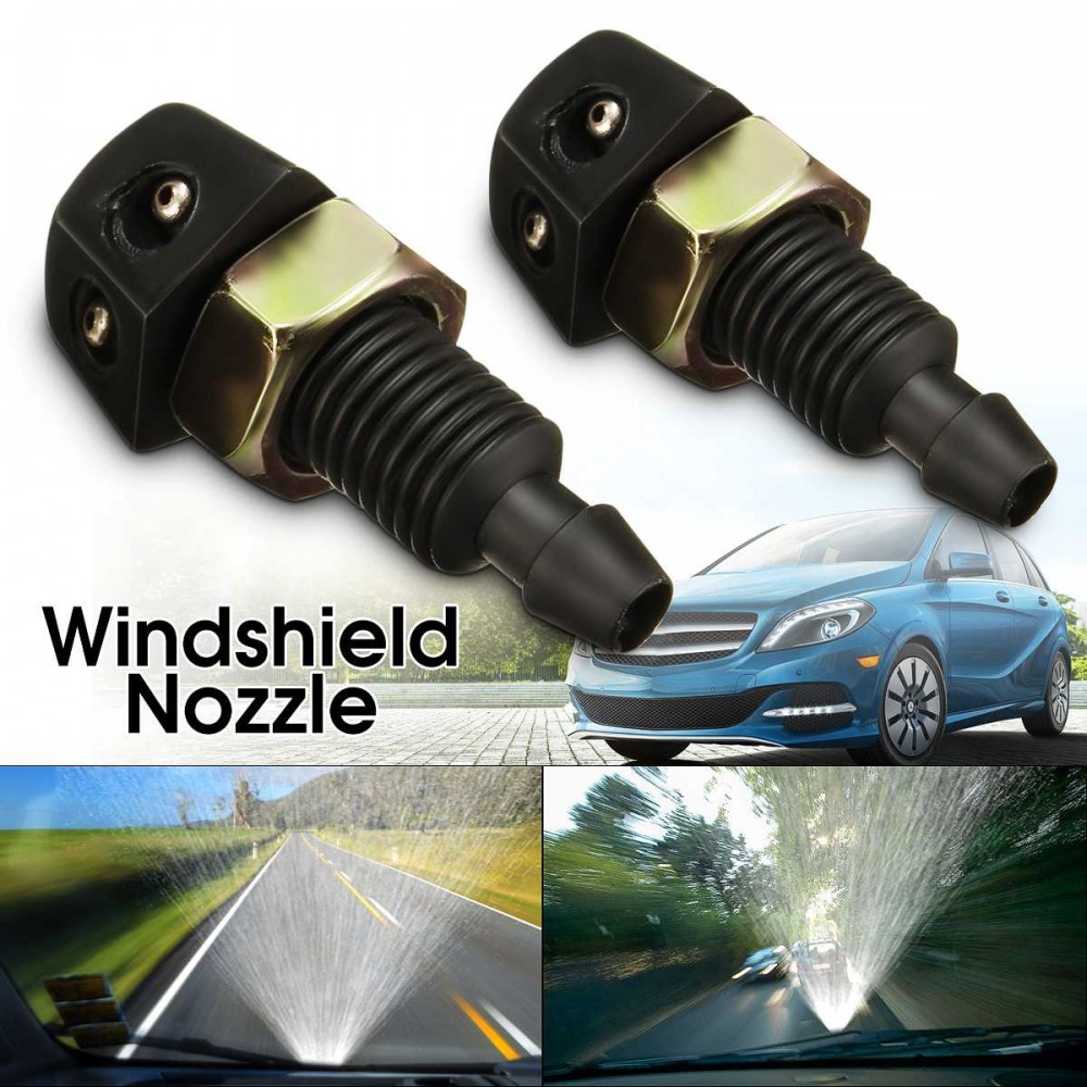 2 pcs Universal Car Vehicle Front Windshield Washer Sprayer Nozzle Black Plastic High Quality Headlight Washer Spray Nozzle