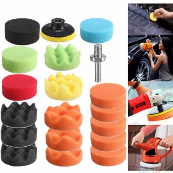 VEHEMO 19Pcs Car Vehicle 80mm Polishing Buffer Pad Car Polishing Sponge Kit +Polishing Wheel+M10 Drill Adapter Car Polisher Sets