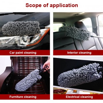 New Car Auto Microfiber Retractable Wax Mop Cleaning Brush Round Duster Dusting Tool CSL2018