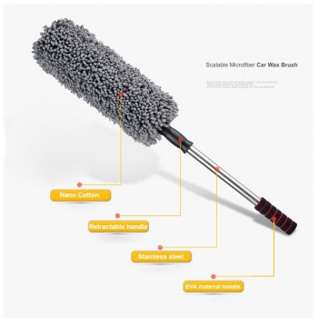 New Car Auto Microfiber Retractable Wax Mop Cleaning Brush Round Duster Dusting Tool CSL2018